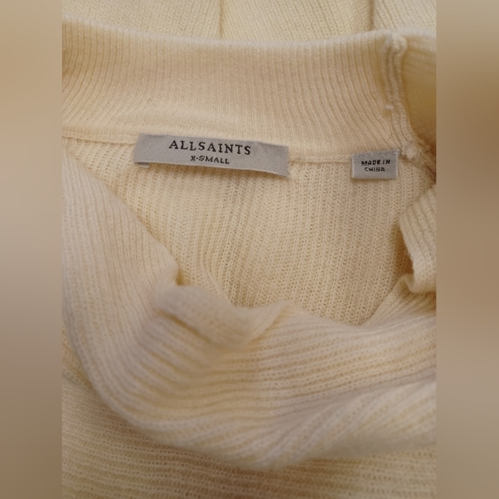 Allsaints EUC Lambswool Cashmere Knit Cream Sweater Size XS - Picture 8 of 9